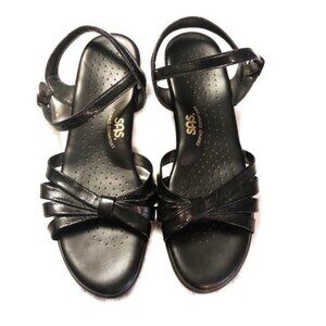 SAS Women's Black Leather Strappy Sandals 9.5 N